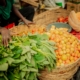 Vibrant Local Market with Fresh Produce Display